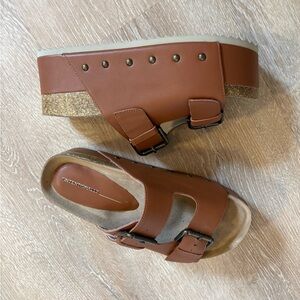 Brown Leather Sandals with Buckle